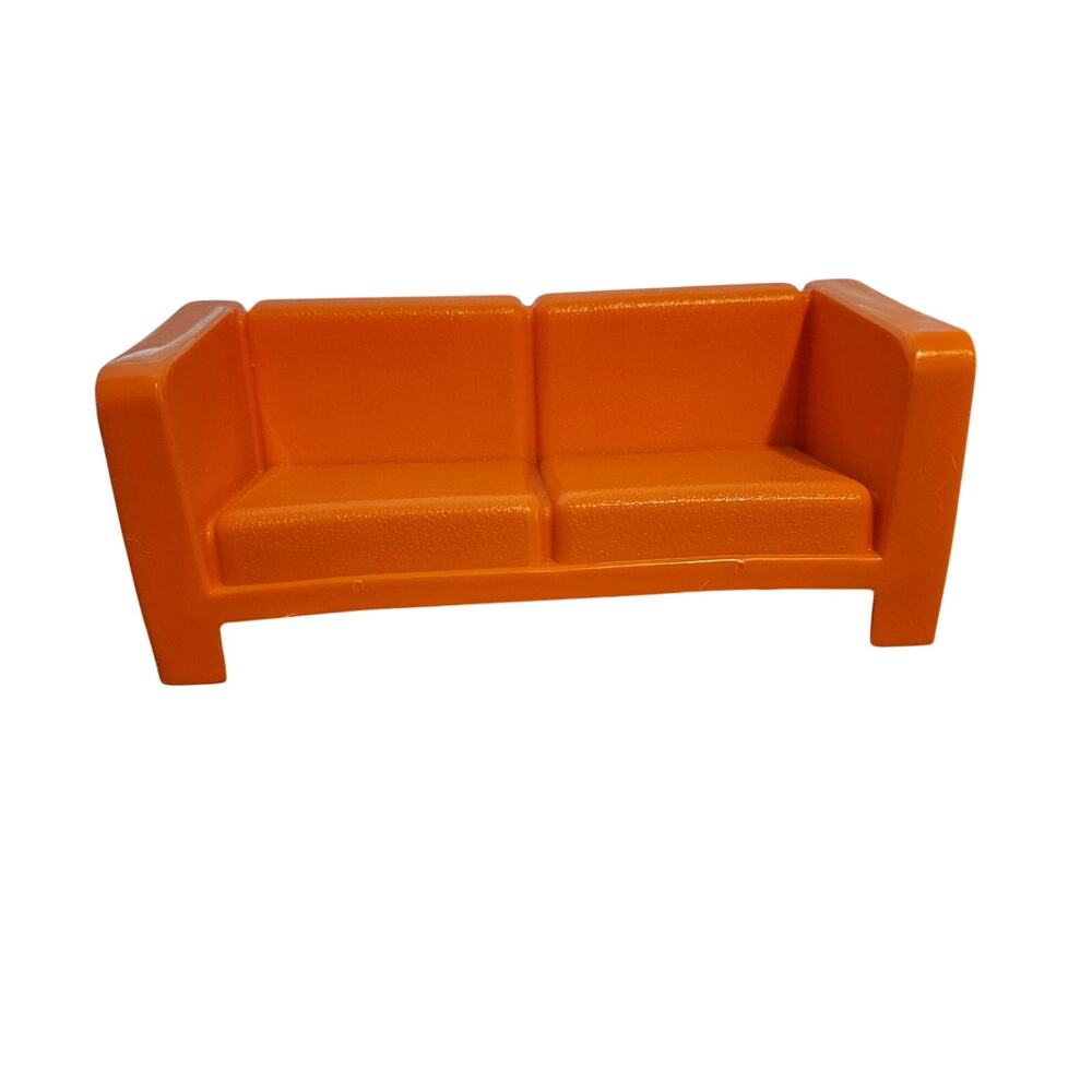 Vintage Barbie Dollhouse Couch Sofa 7825 0060 Orange Plastic 1973 Mod Mattel
